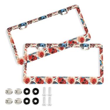 Imagem de SEHANY Molduras de placa de carro estilo gótico, moldura de placa de carro de alumínio à prova de ferrugem com furos e parafusos elípticos serve para veículos padrão dos EUA tamanho acessórios de
