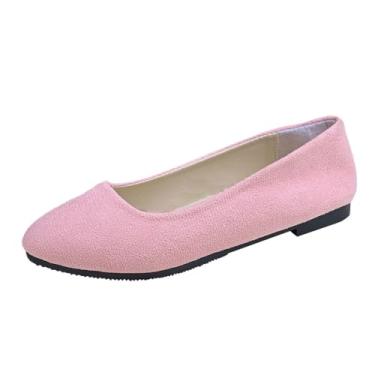 Imagem de Mocassim feminino casual com bico arredondado design totalmente fechado sola macia para seleção de tamanho estendido, rosa, 34