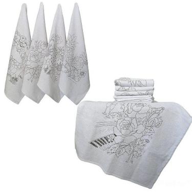 Imagem de Pano de Prato Atacado Kit Com 12 - Riscado Pintar ou Bordar - Amabile,