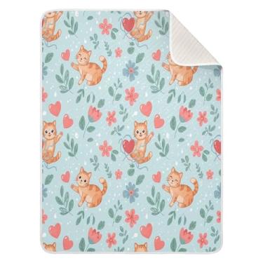 Imagem de Wassud Cobertor de bebê divertido de gatos gengibre para meninos e meninas, macio e recém-nascido, cobertor aconchegante de algodão essencial para berçário, viagem, berço, carrinho de bebê 76 x 101 cm