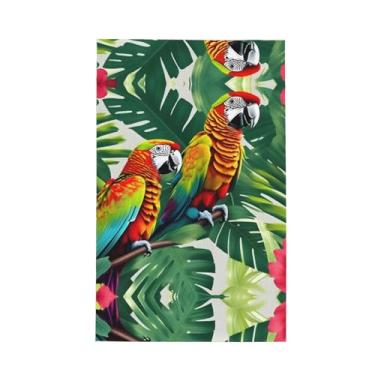 Imagem de XLLingL Toalha de cozinha com estampa de papagaio de folha de flor tropical, panos de prato de microfibra, para decoração e limpeza de cozinha - 1 peça