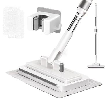 Imagem de Esfregona com Fixação - Ferramenta De Limpeza Com Design De Clipe Sem Toque E 2 Panos Reutilizáveis,Esfregona Preguiçosa | para Limpar Cozinha Sala Chão Azulejo Laminado Mármore