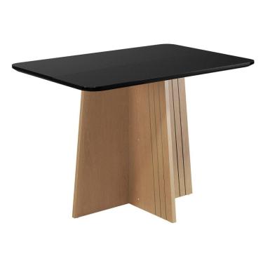 Imagem de Mesa de Jantar Isa Retangular 120x90cm com Vidro – 100% MDF, Tampo 18mm, Base com Detalhe Frizado – Sonetto