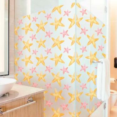Imagem de Adesivo Para Vidro Box Banheiro Jateado Decorado Estrelas Prova D'Agua