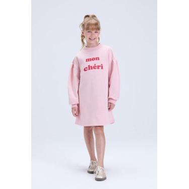 Imagem de Vestido Infantil Feminino de Inverno Mon Chéri, Rosa, 10