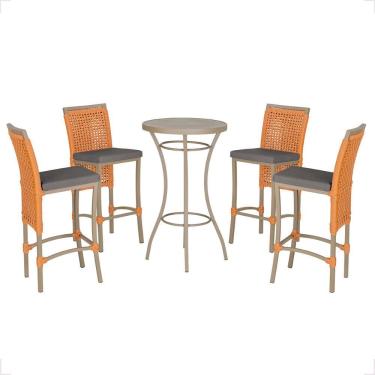 Imagem de Mesa Bistro E 4 Banquetas Roma Fendi Corda Náutica 11 Terra Cota