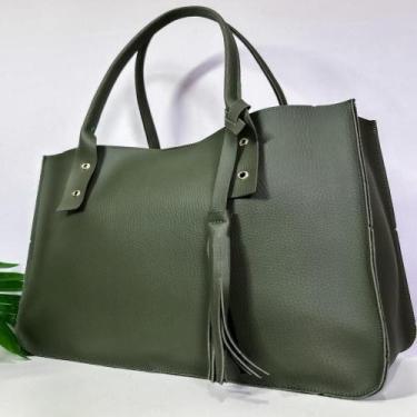 Imagem de Bolsa Feminina Couro Executive - Mila Marques, Único, Verde militar