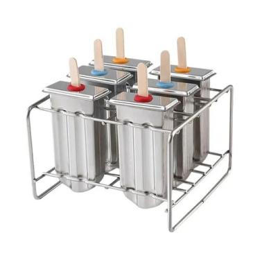 Imagem de Forma De Aço Inoxidável Para Picolés Com Suporte Para Sorvetes E Lolli