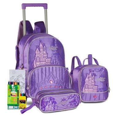 Imagem de Kit Mochila Rodinha Estojo Lancheira Princesas Mágicas 2026 - Clio, 18