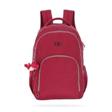 Imagem de Mochila Classica De Costas Crinkle Dino Up4you Cor Vinho Desenho do te