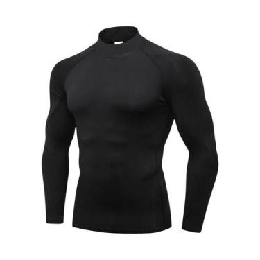 Imagem de Camiseta Térmica De Manga Longa Para Homens, Gola Alta, Em Fleece, Cam