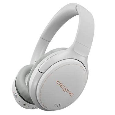 Imagem de Fones de ouvido sem fio Creative Zen Hybrid (branco) com cancelamento de ruído ativo híbrido, modo ambiente, até 27 horas (ANC ativado), Bluetooth 5.0, AAC, microfone embutido, dobrável