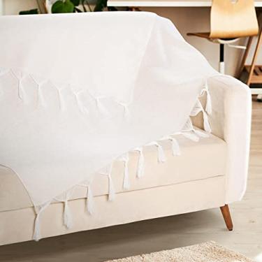 Imagem de Manta Para Sofá Grande Off White Cru Decorativa Confort 2,20m