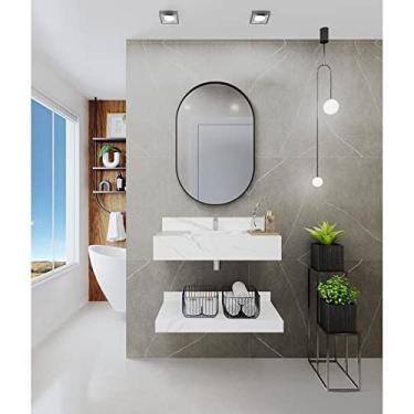 Imagem de Bancada em Porcelanato para Banheiro 80cm com Cuba Darabas Agardi Branco