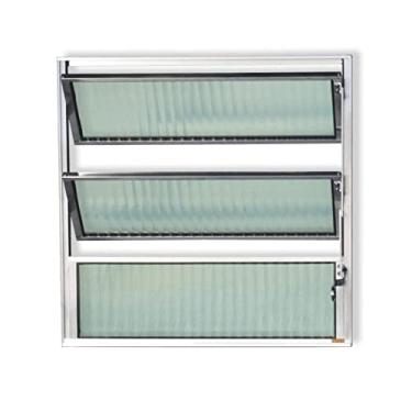 Imagem de Janela Basculante de Alumínio 60x60cm com Vidro Canelado Anodizado Master Brimak Brilhante