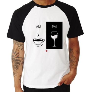 Imagem de Camiseta Raglan Am Café Pm Vinho - Foca Na Moda