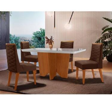 Imagem de Conjunto De Mesa Para Sala De Jantar Tp120 Nevada 4 Cadeiras Rufato