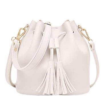 Imagem de Balde moderno bolsa de bolsa bolsa cordão bolsas bolsas bolsas femininas bolsa sólida leve para caminhadas, para , Branco