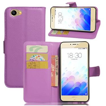 Imagem de Capa carteira MEIZU MX, capa carteira flip de couro PU premium com compartimento para cartão, suporte e fecho magnético [capa interna à prova de choque de TPU] Compatível com MEIZU MX