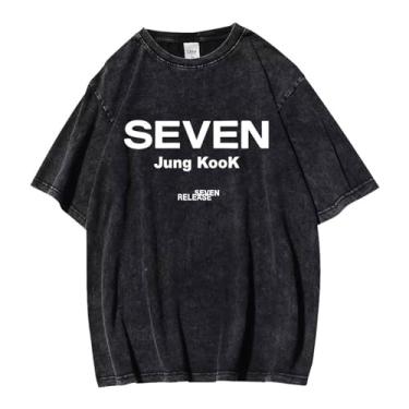 Imagem de Camiseta K-pop Jungkook Solo Seven, camiseta vintage estampada lavada streetwear camisetas vintage unissex para fãs, 1, GG