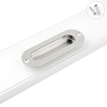 Imagem de Maçaneta de porta furtiva embutida, fivela oculta de gaveta de armário de porta deslizante preta, maçaneta escura de aço inoxidável 304, maçaneta de porta deslizante, furo redondo prateado