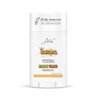 Imagem de Artifa Desodorante natural para crianças e adolescentes, baunilha, sem alumínio, sem parabenos, sem álcool, sem crueldade, para meninos e meninas, 75 g