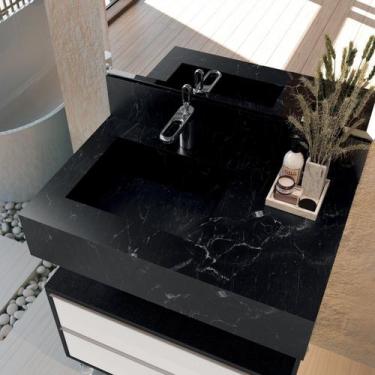 Imagem de Bancada em Porcelanato para Banheiro 80cm Max com Cuba Esculpida - Blu