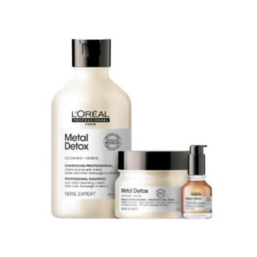 Imagem de Kit loreal metal detox shampoo 300ml+mascara 250g+serum oil 50ml