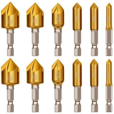 Imagem de Jogo 12 Brocas Escareadoras Chanfrar Madeira Aluminio 6-19mm - IDEIAPR