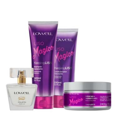 Imagem de Lowell Liso Mágico Keeping Liss Shampoo Condicionador Máscara e  Pour 