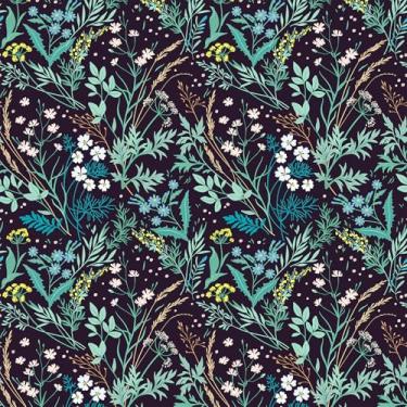 Imagem de VaryPaper Papel de parede de samambaia musgo folha de flor silvestre papel de parede azul preto floral decorativo Boho floral para quarto berçário papel de parede mural autoadesivo removível 48 cm x