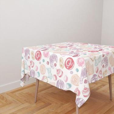 Imagem de Toalha De Mesa Quadrada 4 Lugares Tecido Oxford Doces Confeitaria TL27