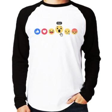 Imagem de Camiseta Raglan Reações Facebook Eita! Manga Longa - Foca na Moda, Bra