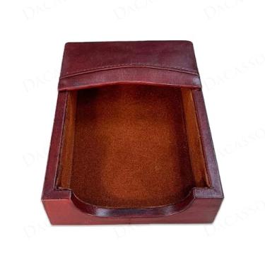 Imagem de Dacasso Porta-notas de luxo Mocha Leather 10,16 cm x 15,24 cm para mesa – Decoração executiva e organização de mesa de escritório essencial