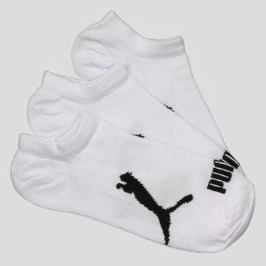 Imagem de Kit Meia Puma Sapatilha 3 Pares Infantil Branca, 29-34