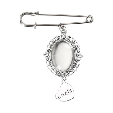 Imagem de Porta-retrato Dia dos Pais Memorial Presentes para Perda do Pai Avô Presentes de Lembrança para Noivo Noivo Buquê de Broche de Casamento, Small, Aço inoxidável, Zircônia cúbica