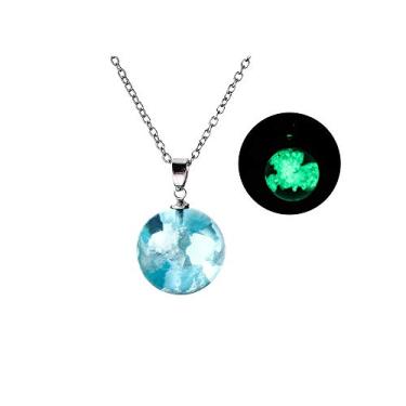 Imagem de Caiyao Céu azul, nuvem branca, pássaro marinho, montanha, neve, resina, luminosa, transparente, pingente, colar, criativo e divertido, joia para mulheres e homens, presente, Resina, Sem Pedra Preciosa