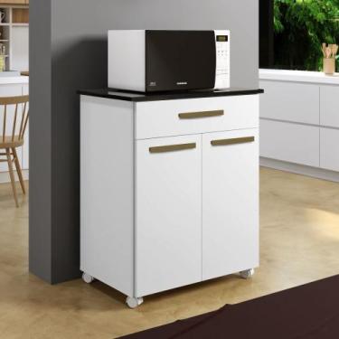 Imagem de Balcão de Cozinha 2 Portas 1 Gaveta GirassolKaiki Móveis, Branco