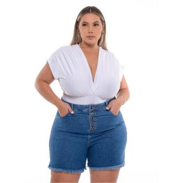 Imagem de Shorts Feminino Jeans Plus Boyfriend Razon Jeans, 48, Jeans