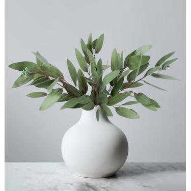 Imagem de ANNIE&PANDA Pacote com 3 caules artificiais artificiais de eucalipto com sementes falsas, 78 cm de altura, plantas falsas, galhos de oliveira, caules de vegetação sintética para decoração de mesa de