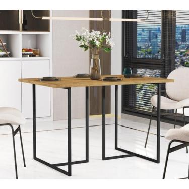 Imagem de Mesa de Jantar Mali 120x80cm Tampo MDF Imbuia Estilo Industrial Pes de