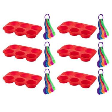 Imagem de Medidora 5 Pçs + Forma de Silicone Cupcake Sortida 6Un - QUALITY HOUSE