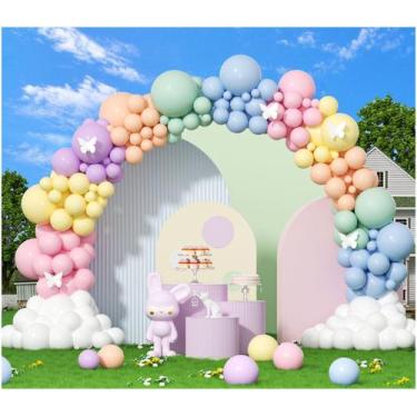Imagem de Kit de Arco de Balões PAXILE - 412 Balões de Látex Pastel
