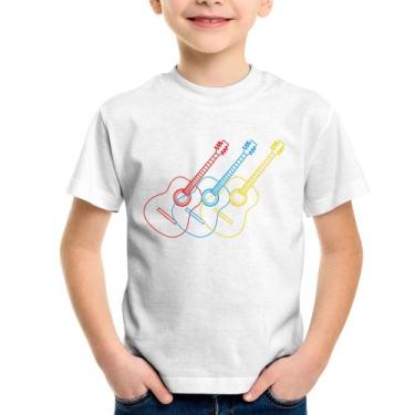 Imagem de Camiseta Infantil Violão Cores - Foca na Moda, Branco, 2