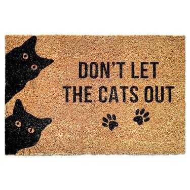 Imagem de Capacho Don't Let The Cats Out – Capacho para gatos – Capacho engraçado – Presente de inauguração de casa – Presente de casamento – Tapete de boas-vindas para gatos – Tapete de porta para gatos –
