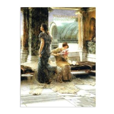Imagem de MOBYAT Pôster Uma mensagem de amor por Lawrence Alma Tadema Impressões, reprodução de pintura a óleo, impressão giclée em tela, arte de parede pronta para pendurar para decoração de quarto de casa. 80