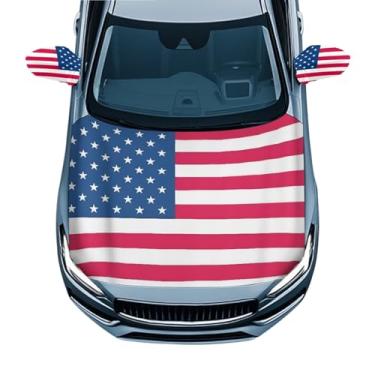 Imagem de DBBXHZJY 3 peças de proteção de capô de carro bandeira americana para automóveis, capas antirroubo de espelho lateral de carro com fechadura, conjunto de acessórios de decoração automotiva americana