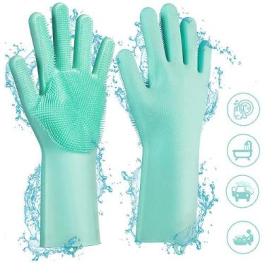 Imagem de Luva de Silicone Lava Louça Mágica Azul CBRN11469 - Commerce Brasil