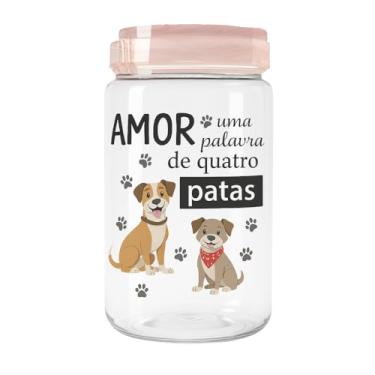 Imagem de Pote Porta Ração Comedouro Petiscos 1,9 Litros Cachorro Gato Multiuso Tampa De Rosca Com Alça (Dog Marmorizado)