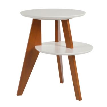Imagem de Mesa Lateral Tampo Duplo Gravity Branca e Castanho